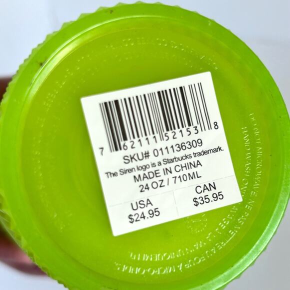 Starbucks Glow In The Dark Diamond Studded Venti Tumbler Fluorescent Green Cup - Picture 3 of 4